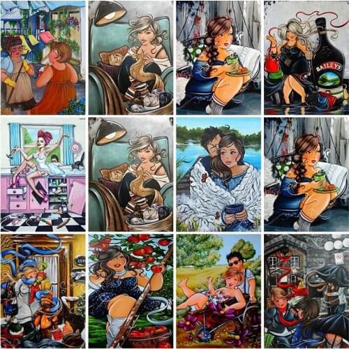 5D DIY Diamond Painting Cartoon Fat Ladies Full Square/Round Drill Cross Stitch Kits Art Picture Rhinestone Craft Home Decor