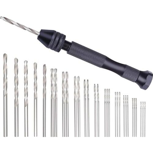 Hand Drill Bits Set 31Pcs Hand Drill Set Precision Pin Vise Micro-Mini Twist Drill Bits For Metal Wood, Delicate Manual Work, El