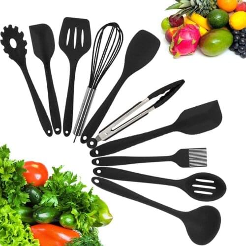 10 Piece Silicone Kitchen Utensil Set Nonstick & Heavy Duty Silicone Cooking Utensil Set