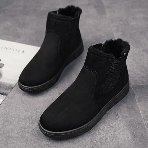 2019 new autumn and winter fashion mens winter shoes solid color snow boots plush insole non-slip warm waterproof ski boots