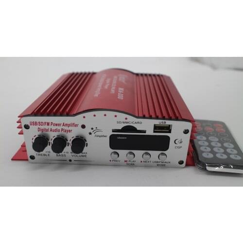 New arrive mini DC12V 4 channels High Power HIFI Amplifier with remote control 40WX4 support SD MMC card MP3