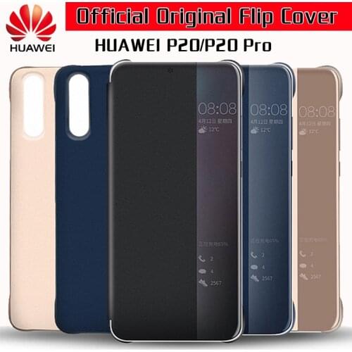 New Huawei P20 Pro Case Original 100% Official Flip Cover Smart View Window PU Leather HUAWEI P20 Case Funda Cover