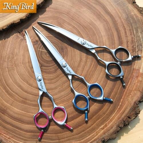Dog grooming curved shears 6.5 INCH Professional pet grooming scissors Left hand and right hand Bright silver Kingbird NEW