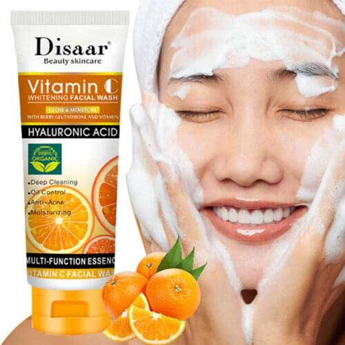 Face Cleanser Exfoliating Stains Deep Cleanse Nourish Moisturizing Oil-Control Whitening Lighten Pores Vitamin C Skin Care 100ml