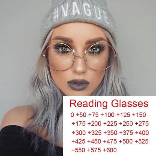Anti Blue Light Hyperopia Reading Glasses Unisex Computer Eyeglasses Frame Transparent Big Round Glasses Retro Okulary 0 to +6.0