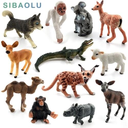 Sheep Deer Crocodile Lynx husky dog Rhinoceros Koala camel Animal Model figurine home decor miniature fairy garden decoration