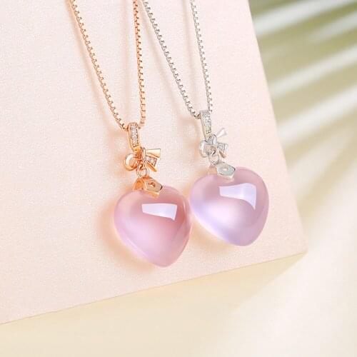 Zircon pendant necklace women fashion jewelry accessories heart love long chain necklace 45 cm