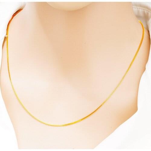 Genuine 24k Gold Color Necklaces For Women Water Wave choker Snake Bone starry box Chain 48cm Necklace Pendant fashion Jewelry