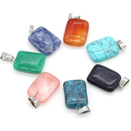 2 Pcs Natural Stone Pendants Cuboid Crystal Agates Turquoises Opal Stone Charms For Making Women Jewelry Necklace Bracelet Gift