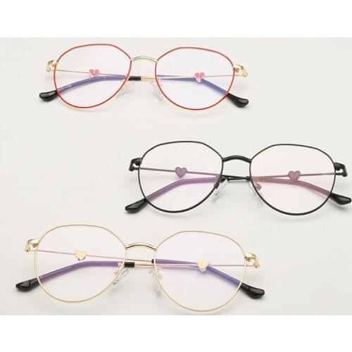 Polygonal Frames Metal Can Be Matched Myopia Glasses New Heart Pattern Flat Light Against Blue Light
