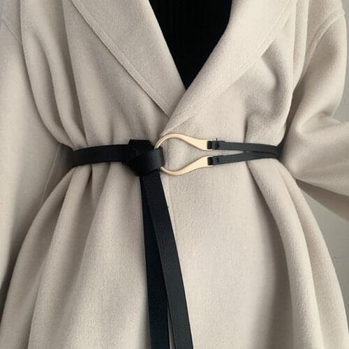 New Fashion Leather Women Belt Designer Metal Buckle Waist Strap All-match Lady Dress Coat Sweater Decorative Knotted Waistband