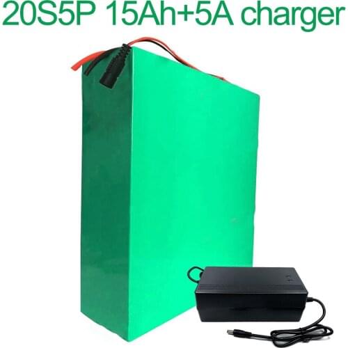 With 5A charger 72V 15Ah 20S5P 18650 Li-ion Battery electric two Three wheeled motorcycle bicycle ebike 195*190*70mm
