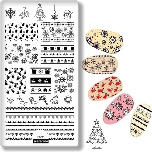 Christmas Tree Templates Xmas DIY Snowflake Santa Claus Style Image Manicure Nail Art Stamp Plate for Nail Decorations C72