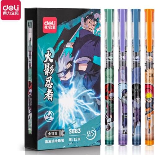 Deli direct liquid ball pen signature pen full needle tube 0.5 black office student neutral pen