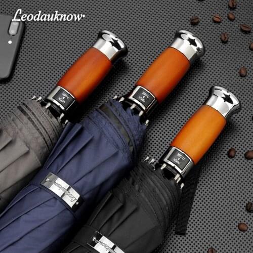 Wind Resistant 3 Folding Automatic Umbrella Rain Women Auto Luxury Big Windproof Umbrellas For Men Rain Black Coating 10K