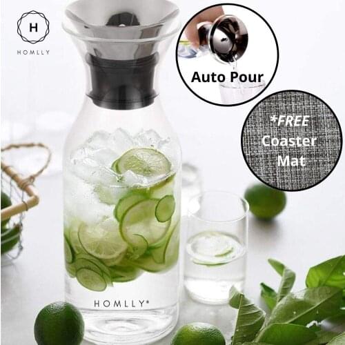Homlly Boro Glass Water Carafe Pitcher Jug (Slim)