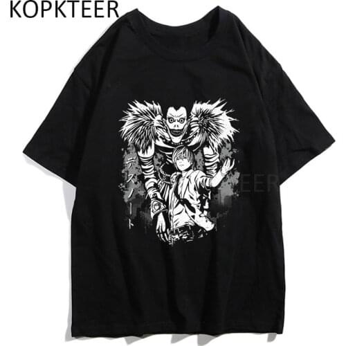 Death Note Yagami Light and L T Shirt Men Women Harajuku Summer Short Sleeve T-Shirt 90s Fashion Tshirt Fashion Cotton Top Tees