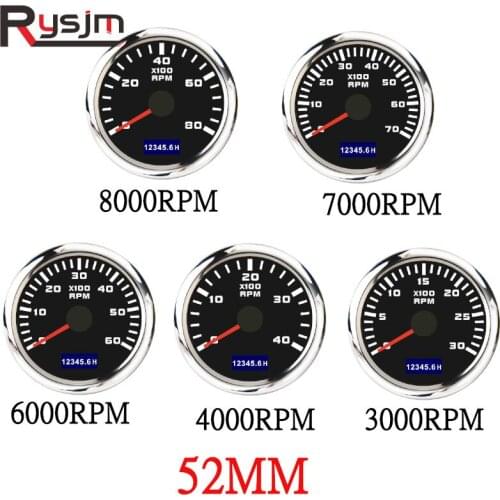52MM Tachometer Gauge 3000RPM-8000RPM Hourmeter Gauge Tacho Meter Sensor With Red Backlight For Car Boat Yacht rvs 9-30V