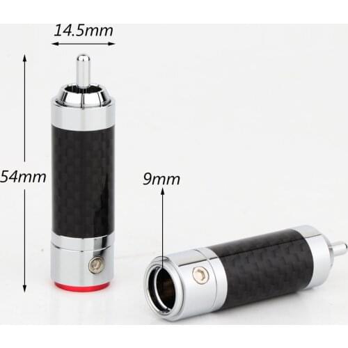Preffair Hi-end 4pcs R1725 Audio RCA Connector with Carbon Fibre Rhodium Plated RCA Plug Audio Cable Male Plug HiFi