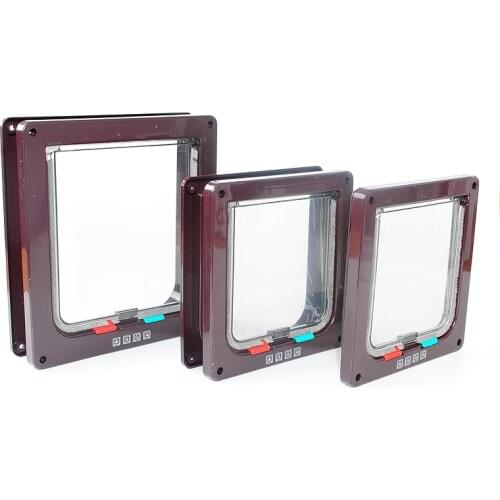 Pet cat Lockable Door Dogs Cats Kitten Door Security Flap Door ABS Plastic Animal Small Pet Cat Dog Gate Pet Supplies