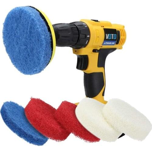 Scouring Pads Cleaning Brush Drill Kit Industrial Scouring Pads Heavy Duty with 4 inch backing pad
