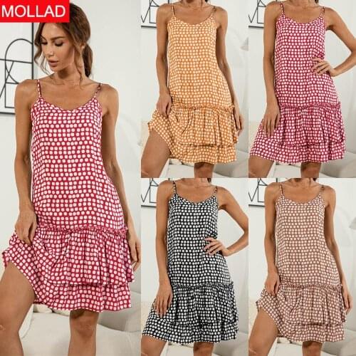 2021summer New Hot Sale Hot Sexy Polka Dot Brace Ruffled Dress Sleeveless Women Summer Dresses