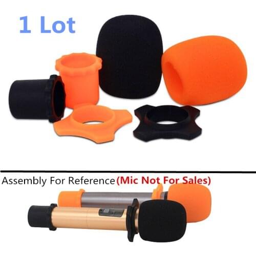 Finlemho Microphone Foam Sponge Covers Windshield Silicone Handheld Anti-skid Ring Anti-slip Base Protection Kits Four Colors