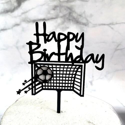 2020 INS Football Happy Birthday Acrylic Cake Topper Creative Soccer Cake Topper for Boys Birthday Sports Party Cake Decorations