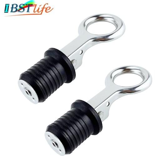 2X StainlessSteel 304 Handle Rubber Drain Plug Snap Tight Flip Style Hull Livewell bilge transom seawall marine boat accessories