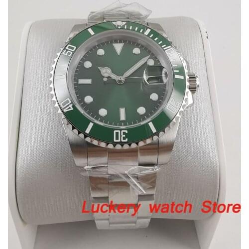 40mm no logo green dial luminous saphire glass green Ceramic Bezel Automatic movement mens watch-BA181