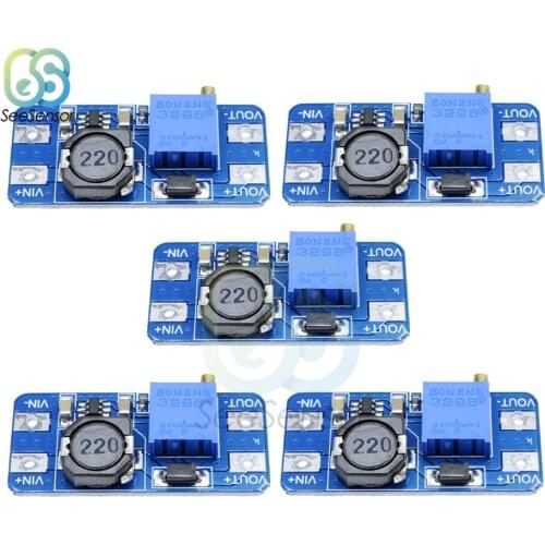 5Pcs MT3608 DC-DC Step Up Converter Booster Power Supply Module Boost Step-up Board MAX Output 28V 2A For Arduino