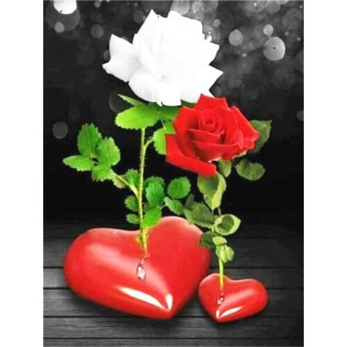 DIY Diamond Embroidery Rose Flower Full Square 5D Diamond Painting Flower Black and White Mosaic Rhinestone Home Decor Gift