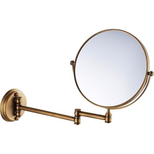 Antique copper 8 inch wall mounted install/desktop beauty mirror cosmetic mirror, Bedroom/bathroom double-sided mirror vintage