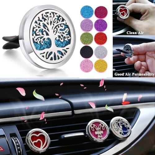 Aromatherapy Jewelry Tree of Life Car Perfume Diffuser Stainless Steel Vent Air Freshener Essential Oil Diffuser Locket Pendant