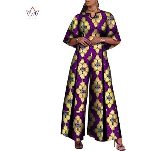 BintaRealWax Women New Africa Style Rompers Sets Cool Dashiki African Print Customized Plus Size Lady Pant Personized WY8294