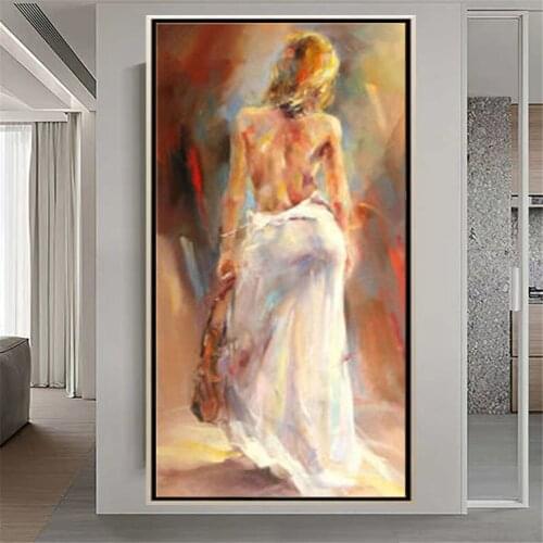 Large vertical nude oil painting hand-painted nude girl hanging painting delicate texture canvas painting living room wall art