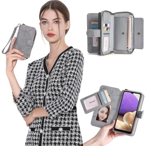 Wallet Handbag PU Phone Case For Samsung Galaxy S7 S8 S9 S10 S21 S21FE M21 M30S A10 A12 A20 A30 A31 A32 A41 A42 A50 A52 A70 A72