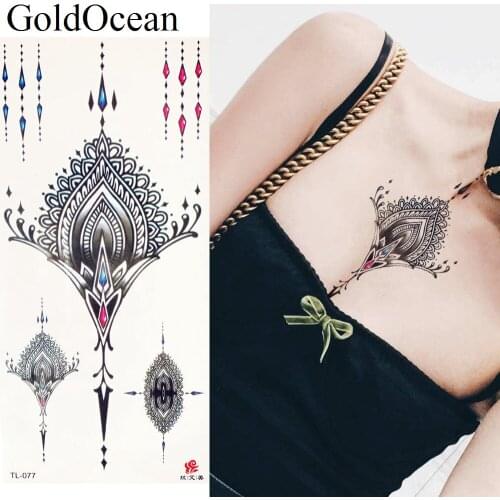 Black Pendants Fake Jewelry Temporary Tattoo Girl Chest Makeup Tattoo Stickers Bracelet Body Hands Art Tatoos Women Under Breast