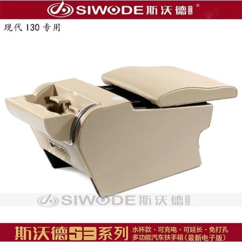 Customised Wooden Inside PU Leather Car Armrest Box for Hyundai I30 Elantra Free Punch Telescopic Cover Cup Holder USB S3 Hidden