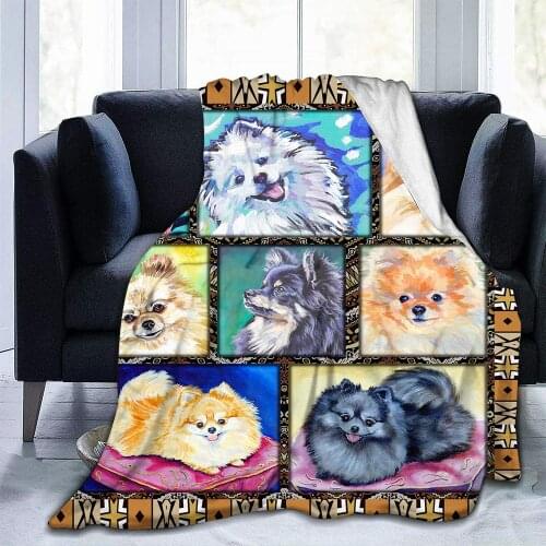 Cute Pet Dog Printed Flannel Blanket Throw Lightweight Super Soft Micro Fleece Throw Blankets For Couch Bed Living Room Sofa