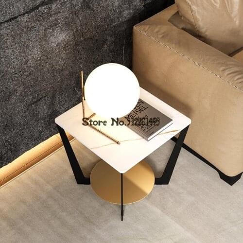 Italian Light Luxury Sofa Side Table Nordic Living Room Simple Modern Very Simple Rock Board Marble Small Tea Table Corner Side