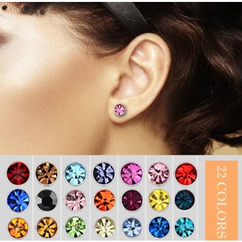 Joyme jewelry Hot Selling New Fashion Silver Plated Round AAA Zircon Stud Earring For Women Cheap Jewelry Accessories Wholesale