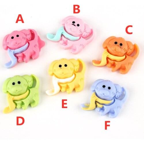Kawaii Animal Dog Resin Cabochons Colorful Flatback Ornament Patch sticker Girls Hair Bow Center DIY Clip Decor 10PCS 23*19MM
