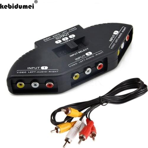 Kebidumei High Quality 3 Ports Black Selector Video Game Switch Cable AV RCA for TV DVD
