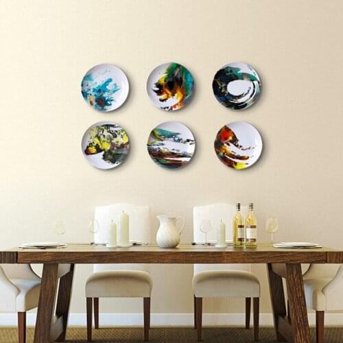 Chinese Style Ink Rhyme Ceramic Wall Plate Living Personality Wall Decoration Restaurant Bar Abstract Decorative Hanging Plate