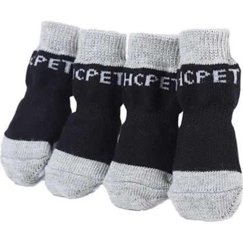 4pcs Pet Cotton Socks Set Cat Foot Cover Socks Cats Dogs Indoor Non-slip Soles Prevent Scratch Breathable Warm Socks Pet Supplie