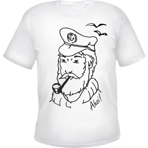 Sailor T-Shirt - Black or White - S to 3XL - captain seagulls Ahoi Sailor