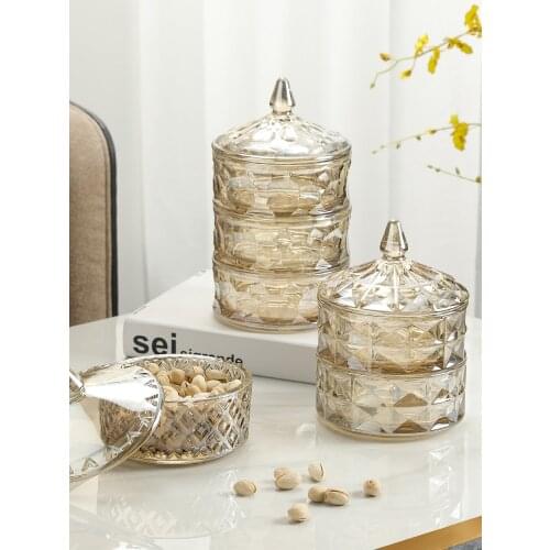 Multilayer Glass Jewelry Storage Jar Elegant Transparent Sugar Coffee Can Crystal Container Household Organizer Glass Container