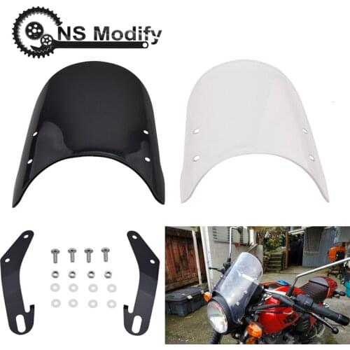 Motorcycle 5-7 Inch Headlight Round Windshield Windscreen Instrument Visor For Honda Yamaha XJR 1300 Suzuki GSX 1400 Roya