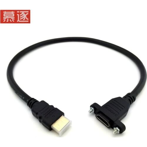 MU ZHU HDMI-compatible 2.0 Cable HDMI-cable v2.0 male to female panel mount w/ screw 4K*2k 60Hz HD extension cable 50CM 1 orde
